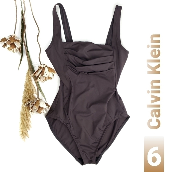 Calvin Klein Other - Calvin Klein Charcoal Wine One Piece Swimsuit 6